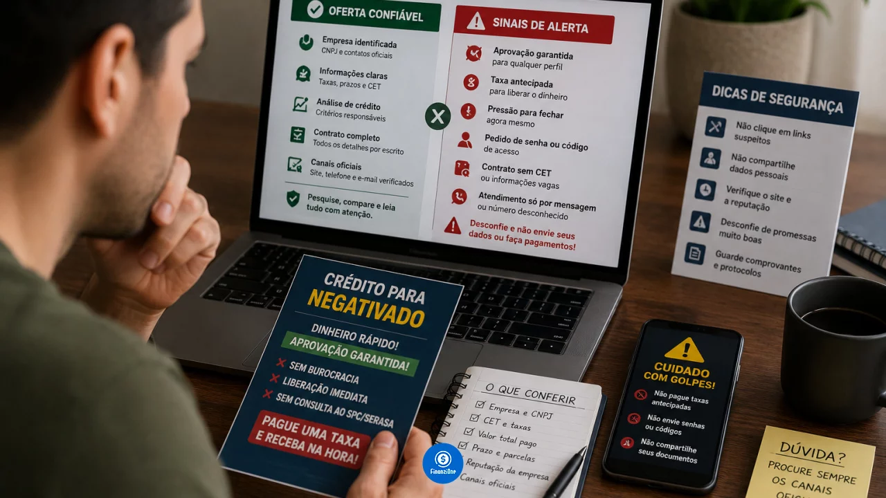 Crédito para negativado: sinais de promessa falsa antes de enviar seus dados