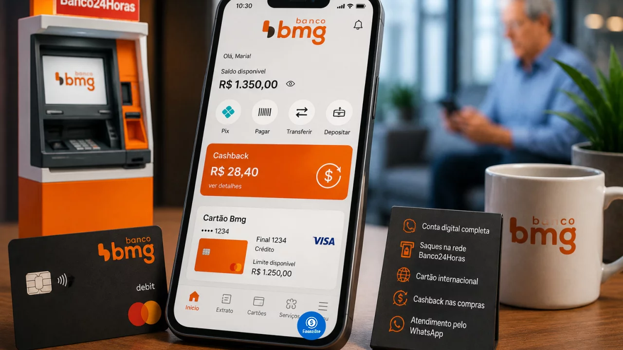 Conta digital Bmg: saques, cashback e cartão compensam para quem recebe benefício ou salário?