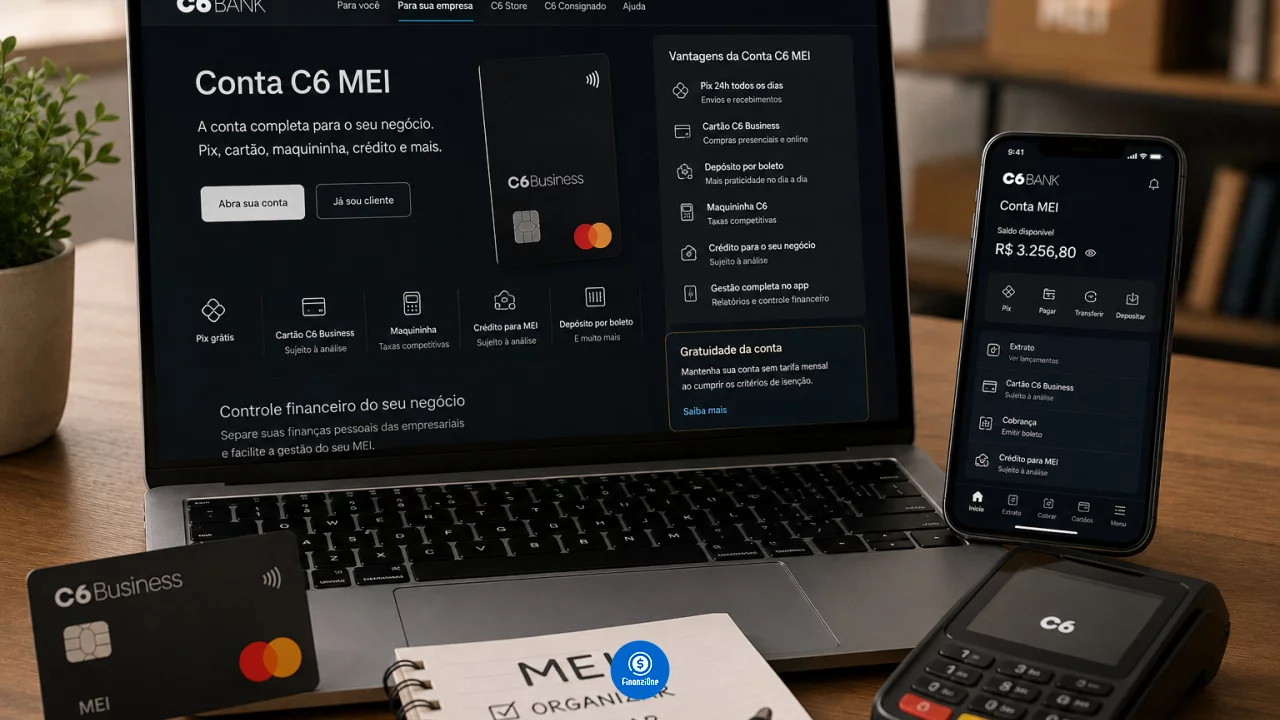 Conta MEI C6 Bank: quando Pix grátis e cartão Business compensam a tarifa da conta