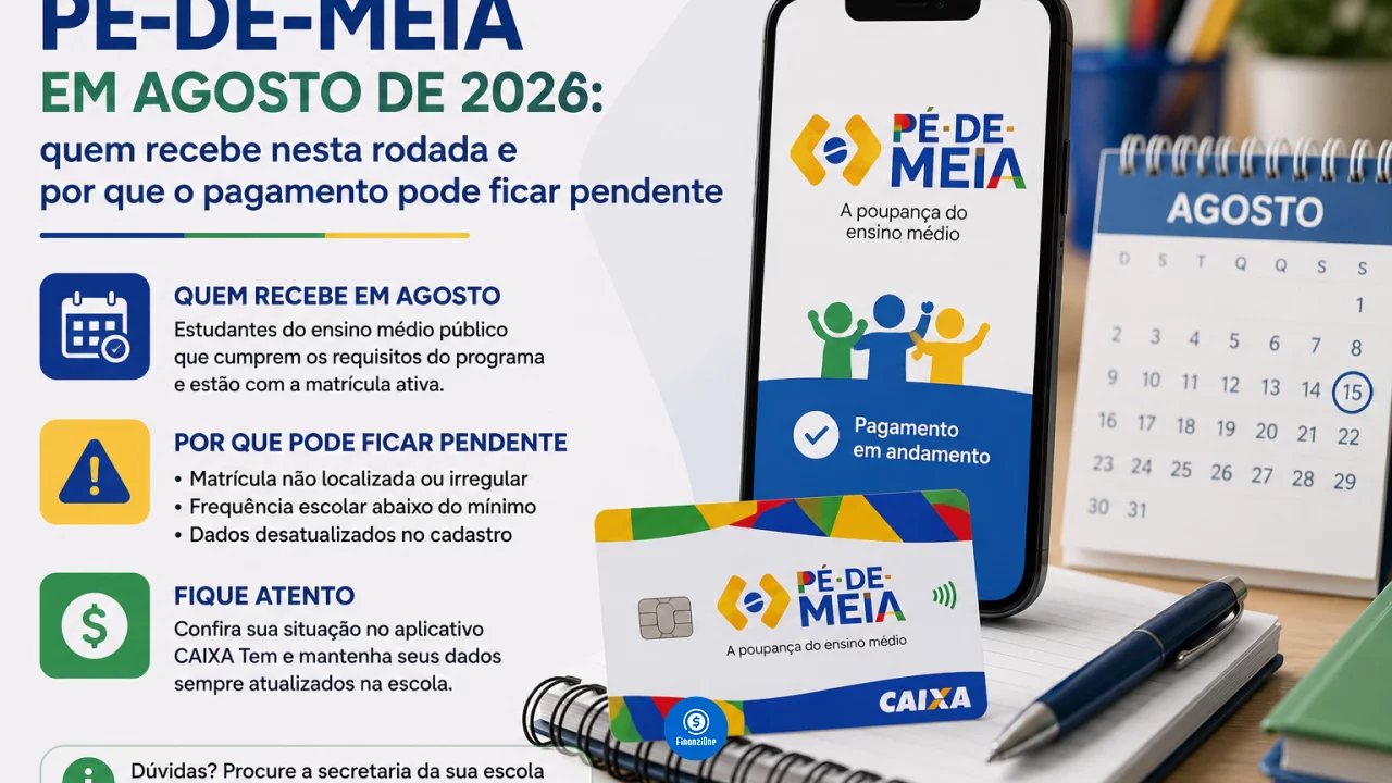 Pé-de-Meia em agosto de 2026: quem recebe nesta rodada e por que o pagamento pode ficar pendente