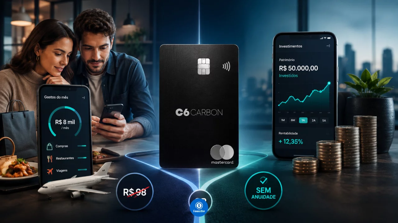 C6 Carbon sem anuidade: vale gastar R$ 8 mil por mês ou deixar R$ 50 mil investidos para zerar os R$