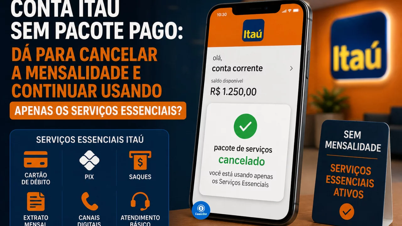 Conta Itaú sem pacote pago: dá para cancelar a mensalidade e continuar usando apenas os Serviços Ess