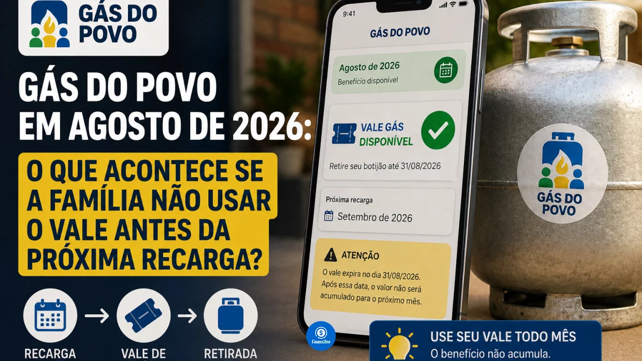 Gás do Povo em agosto de 2026: o que acontece se a família não usar o vale antes da próxima recarga?