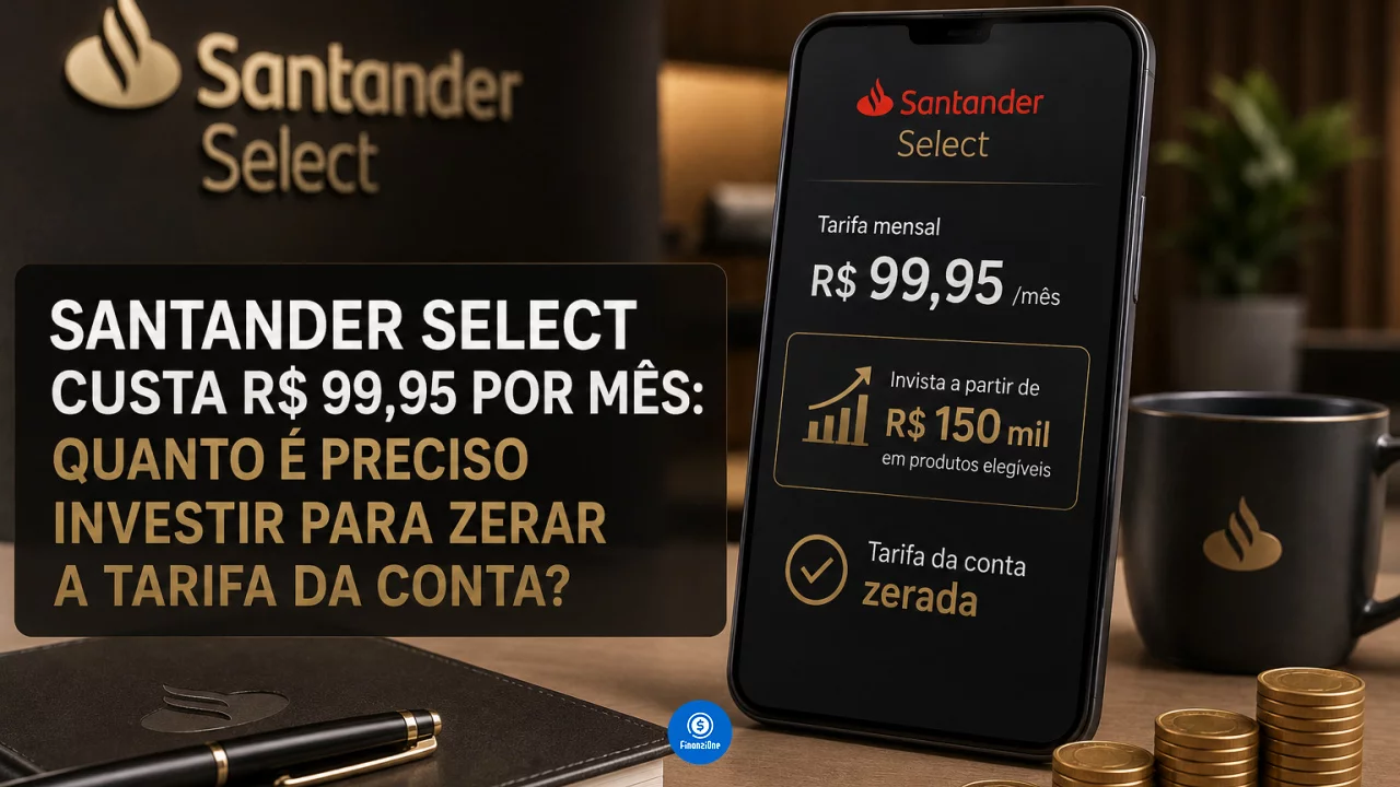 Santander Select custa R$ 99,95 por mês: quanto é preciso investir para zerar a tarifa da conta?