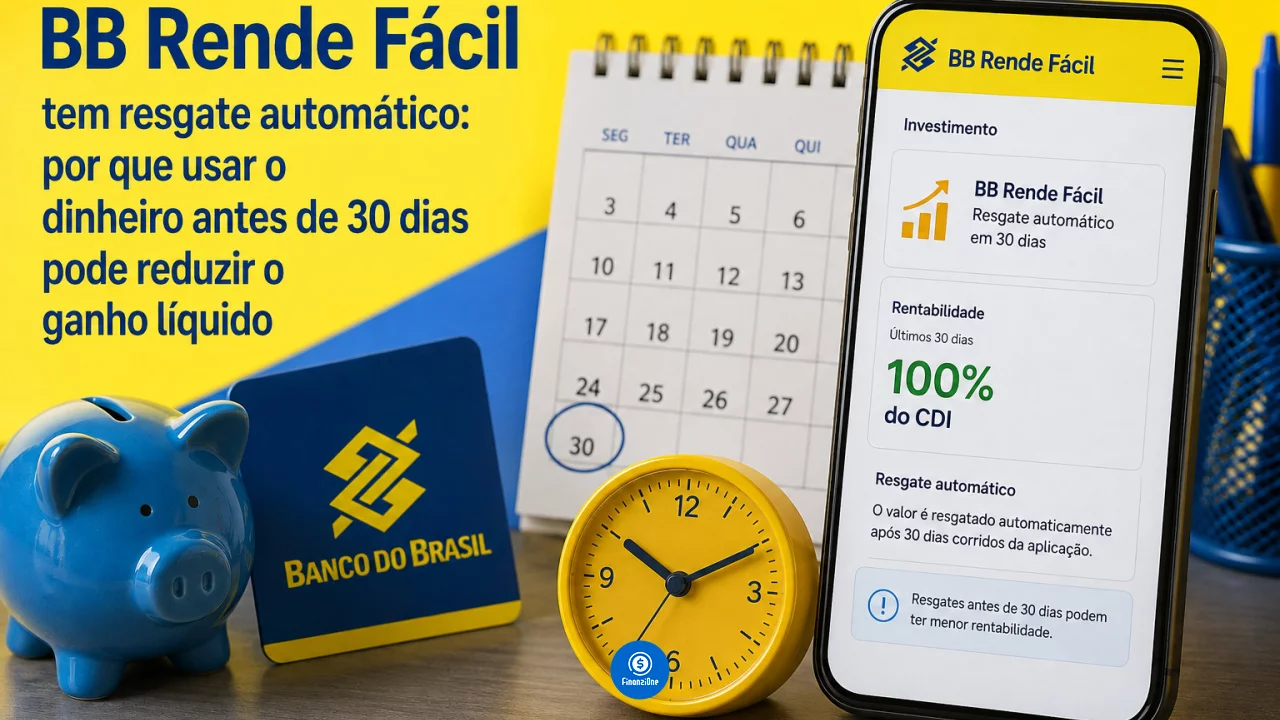 BB Rende Fácil tem resgate automático: por que usar o dinheiro antes de 30 dias pode reduzir o ganho