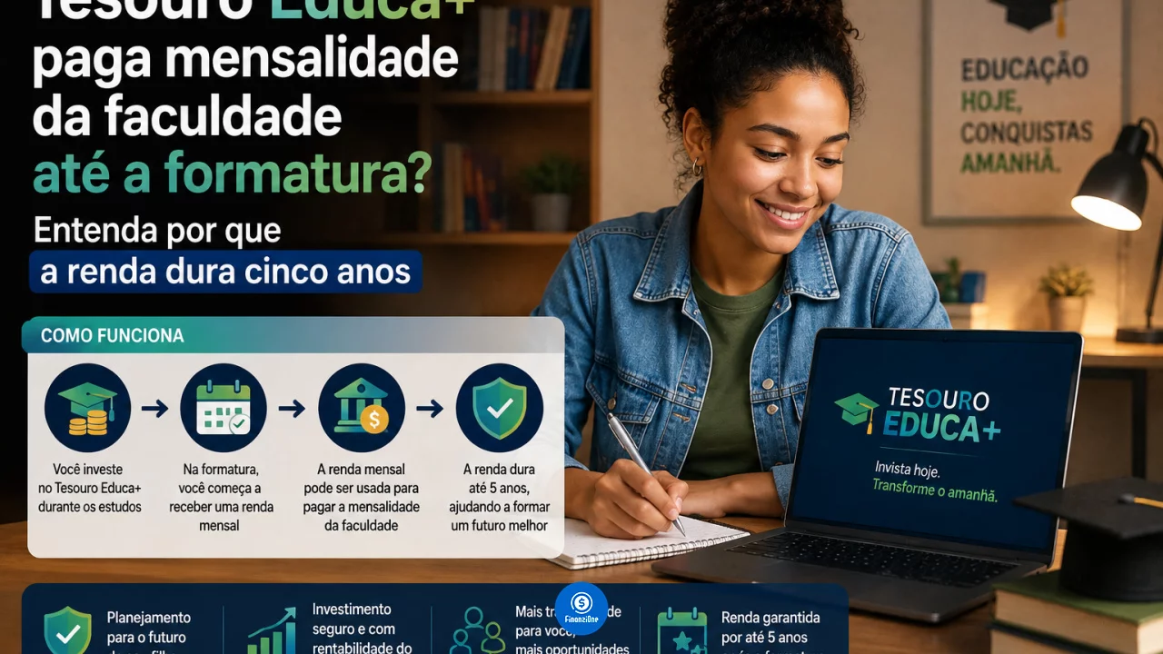 Tesouro Educa+ paga mensalidade da faculdade até a formatura? Entenda por que a renda dura cinco ano