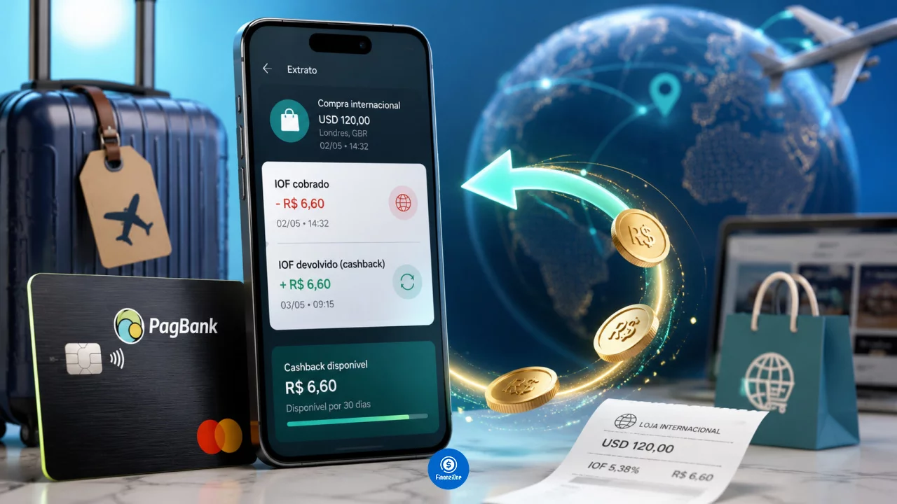 Cartão PagBank devolve o IOF internacional: por quanto tempo o cashback fica disponível?