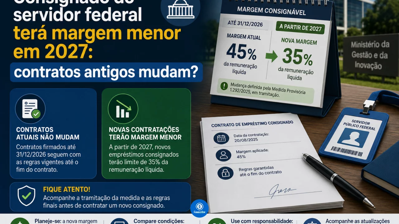Consignado do servidor federal terá margem menor em 2027: contratos antigos mudam?