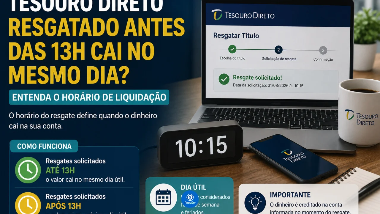 Tesouro Direto resgatado antes das 13h cai no mesmo dia? Entenda o horário de liquidação