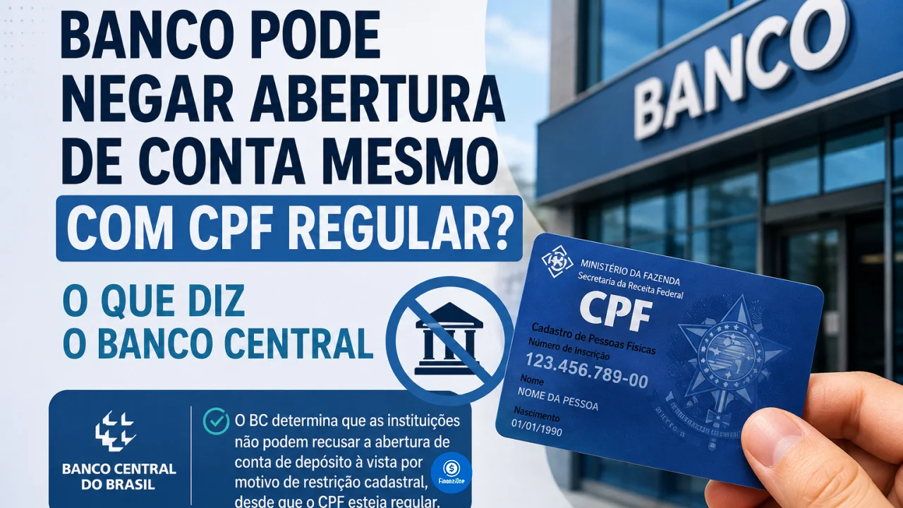 Banco pode negar abertura de conta mesmo com CPF regular? O que diz o Banco Central
